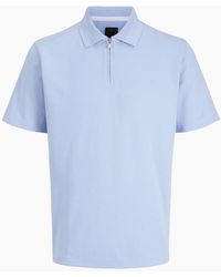 Jack & Jones - Jprblaethan Short Sleeve Zip Polo Chambray - Lyst