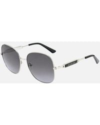 Guess - Shiny Light Nickeltin Metal Frame Gradient Smoke Lens Sunglasses - Lyst