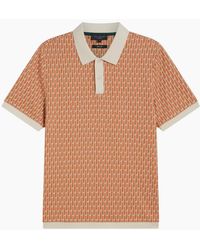 Ted Baker - Hamishs Jacquard Stripe Geo Camel Polo Shirt - Lyst