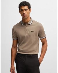 BOSS - Boss Paddy Cotton-Piqué Polo Shirt With Contrast Logo - Lyst