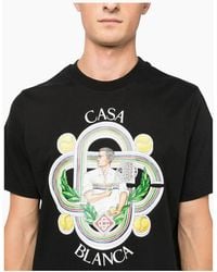 CASABLANCA - T Shirt Le Joueur Printed T-Shirt Short Sleeve Crew Neck Summer Tee - Lyst