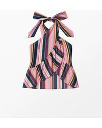 Ro&zo - Stripe Ruffle Wrap Top - Lyst