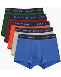 GANT - 5-Pack Classic Logo Boxer Trunks, /Burgundy - Lyst