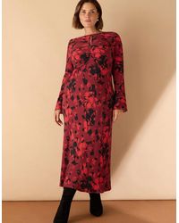 Live Unlimited London - Floral Print Ruched Front Maxi Dress - Lyst