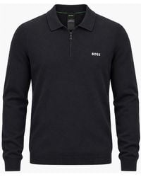BOSS - Boss Ever Knitted Zip Neck Polo Shirt - Lyst