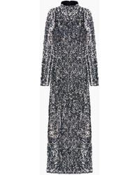 Ro&zo - Petite Astrid Long Sleeve Velvet Sequin Dress - Lyst
