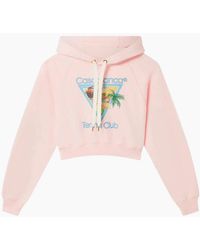 CASABLANCA - Printed Cropped Hoodie Afro Cubism Tennis Club Pale Hoodies - Lyst