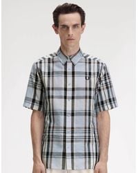 Fred Perry - Short Sleeve Madras Check Shirt Light Smoke 353 - Lyst