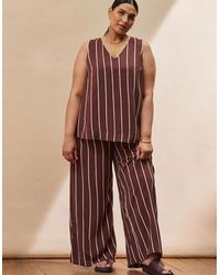 Live Unlimited London - Chocolate Stripe Wide Leg Trouser - Lyst