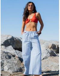 Gini London - Cotton And Linen Blend Stripe Trousers - Lyst