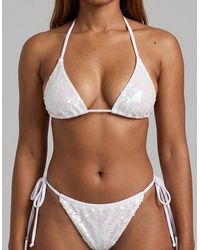 Oceanus - Sienna Sequin Embroidery Bikini Top Multi Colour - Lyst