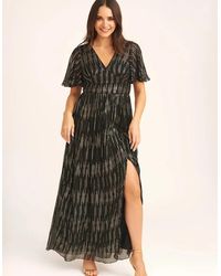 Gini London - Stripe Foil Angel Sleeves Maxi Dress - Lyst