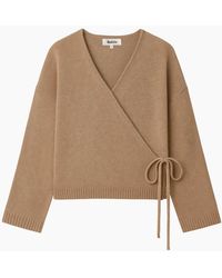 Ro&zo - Camel Wrap Cardigan With Cashmere - Lyst