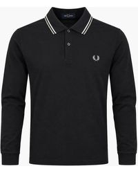 Fred Perry - Long Sleeve Twin Tipped Polo Shirt/Ecru - Lyst