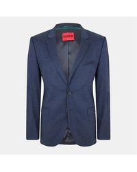 BOSS - Solid Patterned Lapel Collared Flap Pocket Blazer - Lyst