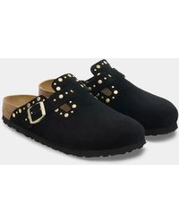 Birkenstock Boston - Rivet Suede Leather Clogs - Lyst