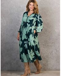 Live Unlimited London - Floral Print Tie Front Midaxi Dress - Lyst