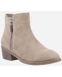 Hush Puppies - Ingrid Suede Taupe Heeled Ankle Boots - Lyst