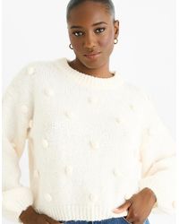 Gini London - Cream Wool Mix Oversized Knit Jumper - Lyst