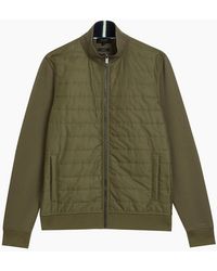 Ted Baker - Entil Regular Fit Quilted Funnel Khaki Jacket - Lyst