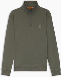 BOSS - Zip Neck High Collar Long Sleeve Sweatshirt - Lyst