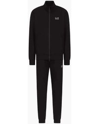 EA7 - Zip Up Funnel Neck/ Cotton Tracksuit - Lyst