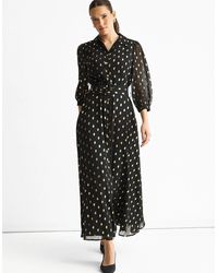Gini London - Chiffon Foil Belted Maxi Shirt Dress - Lyst