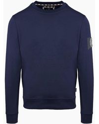 Aquascutum - Crew Neck Ribbed Collar Long Sleeve Sweatshirt - Lyst