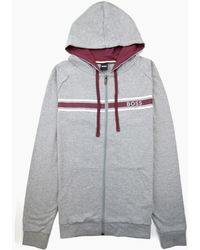 BOSS - Authentic Stripe Logo Zip Up Hoody 033 - Lyst