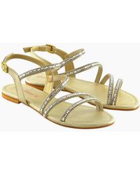 XY London - Ladies Mercedes Diamante Strappy Flat Sandals - Lyst
