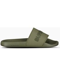 Burberry - Logo Tech Furley Sliders Khaki - Lyst
