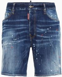 DSquared² - Marine Denim Shorts Paint Splatter Design - Lyst