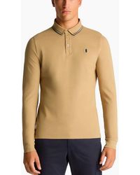 Remus Uomo - Long Sleeve Polo Shirt Tan - Lyst