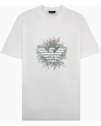 Emporio Armani - Graphic Embroidered Logo T Shirt Off - Lyst