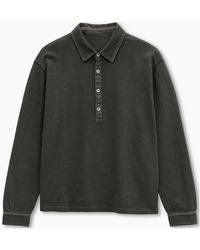 Boglioli - Garment Dyed Khaki Long Sleeve Polo Shirt - Lyst