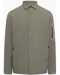 BOSS - Solid Patterned Shirt Jacket With Woven Cuff And Sleeve Pocket - Lyst