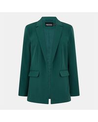 Pieces - Solid Patterned Lapel Collared Blazer - Lyst