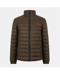 BOSS - Horizontal Stripe Patterned Printed Logo Ribbed Cuff Puffer Jacket - Lyst