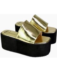 XY London - Ladies Kaiya Metallic Flatform Sliders - Lyst