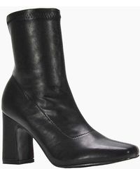 XY London - Ladies Alex Side Zip Stretch Block Heel Ankle Boots - Lyst