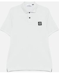 Stone Island - Compass Patch Piquet Polo Sky - Lyst