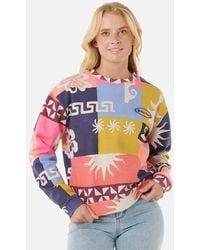 Rip Curl - Rip Curl Keepsakes Crew Neck Print Storm Half Zip Fleece - Lyst