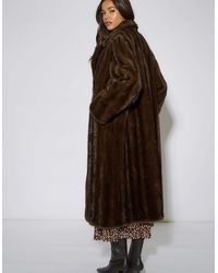 Gini London - Two Tone Maxi Faux Fur Coat Jacket - Lyst