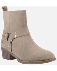 Hush Puppies - Iria Suede Taupe Heeled Ankle Boots - Lyst