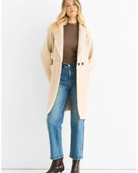 Gini London - Shearling Mid Length Double Breasted Jacket - Lyst