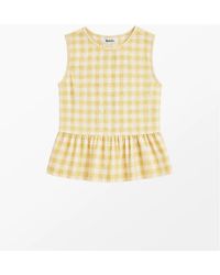 Ro&zo - Lemon- Check Cheesecloth Peplum Top - Lyst