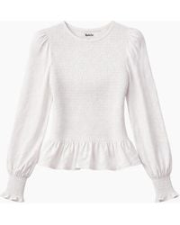 Ro&zo - Ivory Slub Cotton Jersey Shirred Top - Lyst