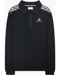 Aquascutum - Stripes Piquet L/S Polo 16 - Lyst