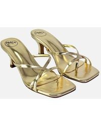 XY London - Ladies Dream Metallic Square Toe Kitten Heel Mule Sandals - Lyst