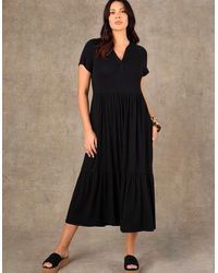 Live Unlimited London - Petite Nehru Collar Tiered Maxi Dress - Lyst